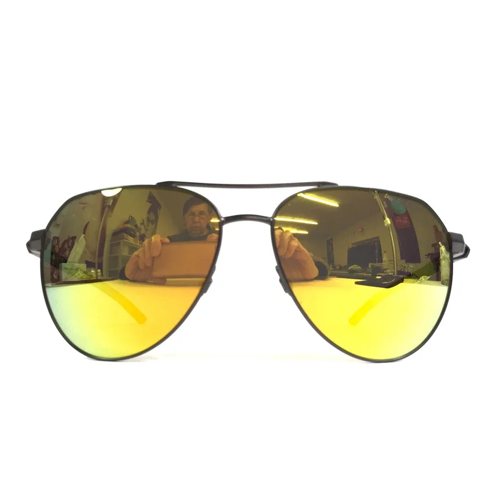 Nike Sunglasses CLUB NINE P DQ0922 933 Black Gray with Yellow Polarized Lenses